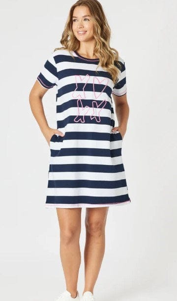 Load image into Gallery viewer, Threadz Womens Love &amp; Kisses Stripe Dress
