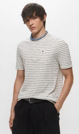 Tommy Hilfiger Mens Flag Embroidery Stripe T-Shirt