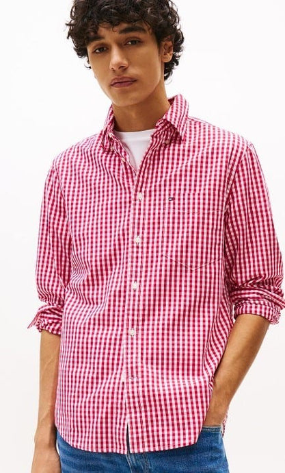 Tommy Hilfiger Mens Flex Poplin Gingham Shirt