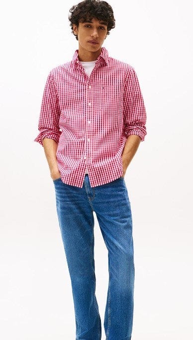 Tommy Hilfiger Mens Flex Poplin Gingham Shirt