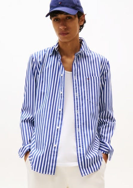 Tommy Hilfiger Mens Poplin Stripe Shirt
