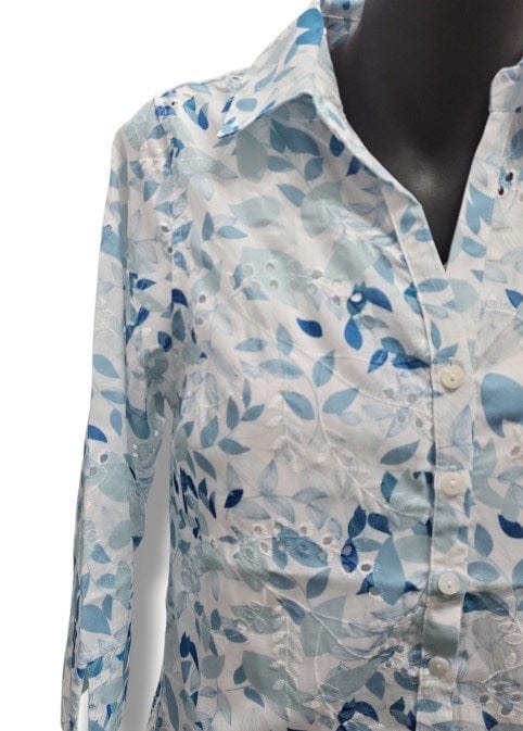 Jillian Womens Helena Print and Emb Shirt