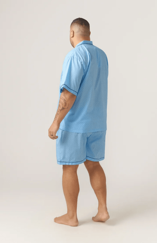 Contare Mens Short Sleeve Symmetry Pyjama Set - Light Blue