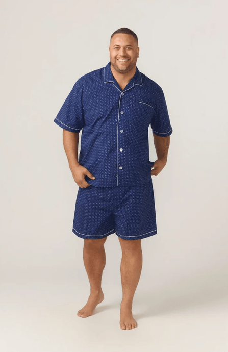 Contare Mens Short Sleeve Symmetry Pyjama Set - Navy