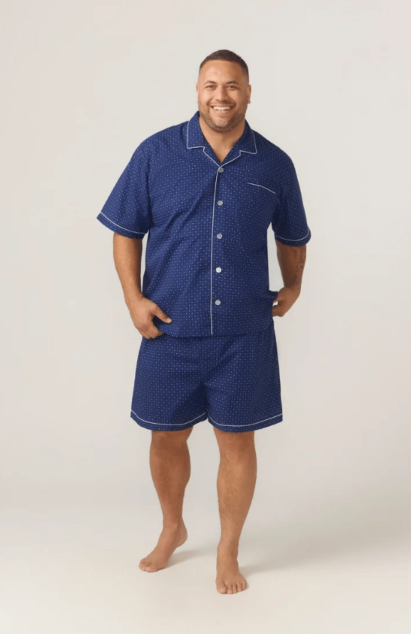 Load image into Gallery viewer, Contare Mens Short Sleeve Symmetry Pyjama Set - Navy
