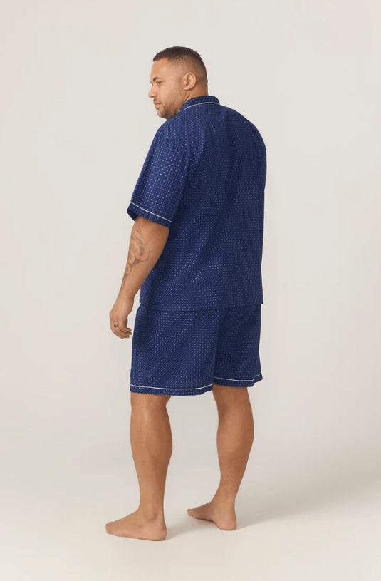 Contare Mens Short Sleeve Symmetry Pyjama Set - Navy