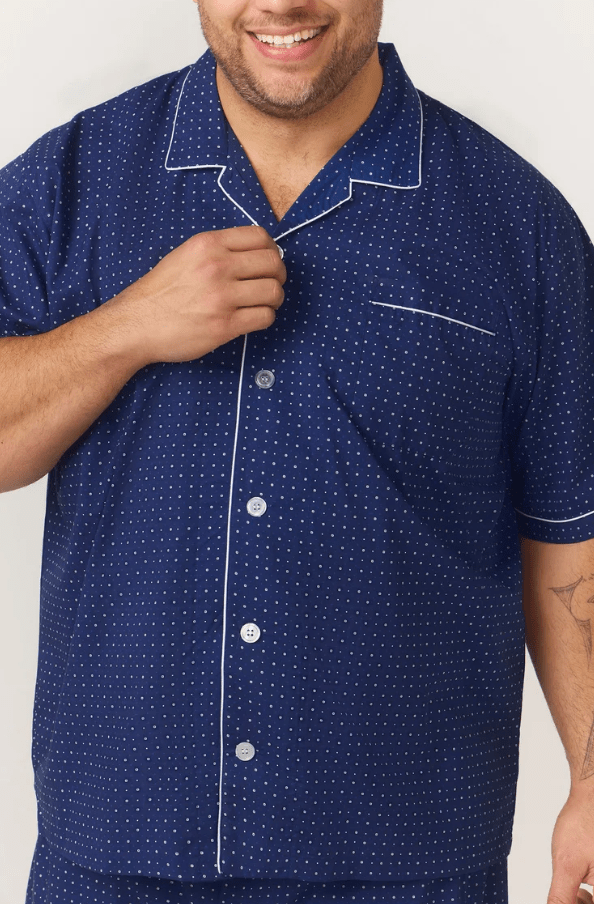 Load image into Gallery viewer, Contare Mens Short Sleeve Symmetry Pyjama Set - Navy
