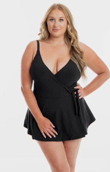 Togs Womens Microfibre Swimdress Cross Over One Piece Swimsuit