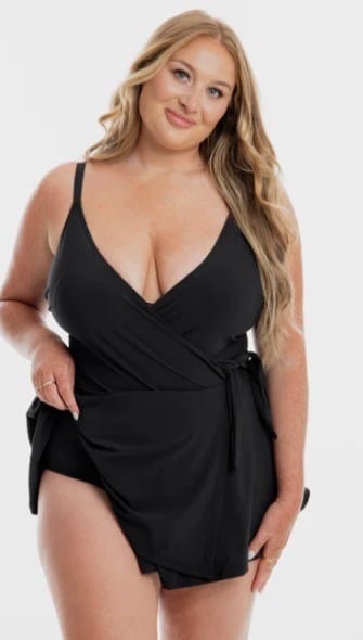 Togs Womens Microfibre Swimdress Cross Over One Piece Swimsuit