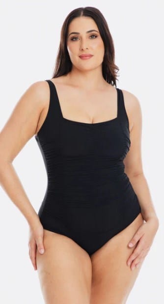 Togs Womens Gathered Square One Piece Swimsuit