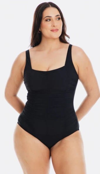 Load image into Gallery viewer, Togs Womens Gathered Square One Piece Swimsuit
