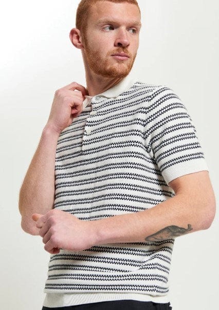 Ben Sherman Mens Jaquard Striped Polo