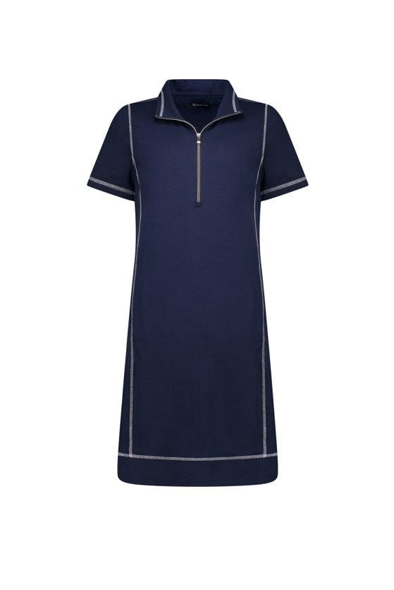 Load image into Gallery viewer, Vassalli Womens Short Sleeve Contrast Stitch Knit Dress

