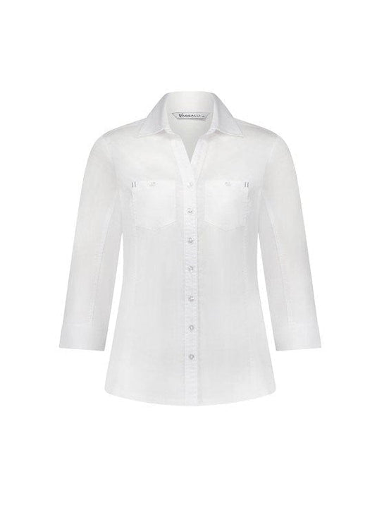 Vassalli Womens Plain Button Up Shirt