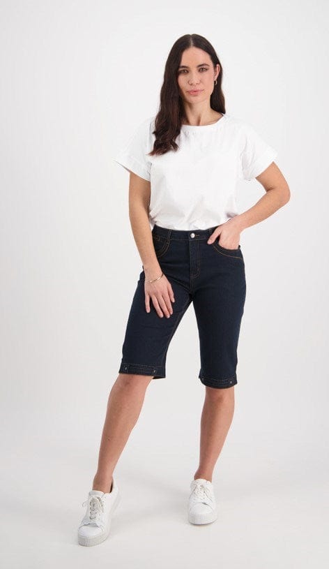 Vassalli Womens Straight Leg Contrast Denim Short