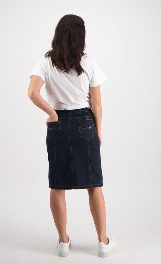 Vassalli Womens Constract Stitch Denim Skirt