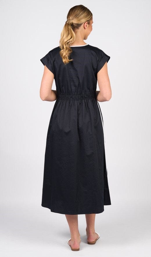 Vassalli Womens V Neck Shirred Waist Dress