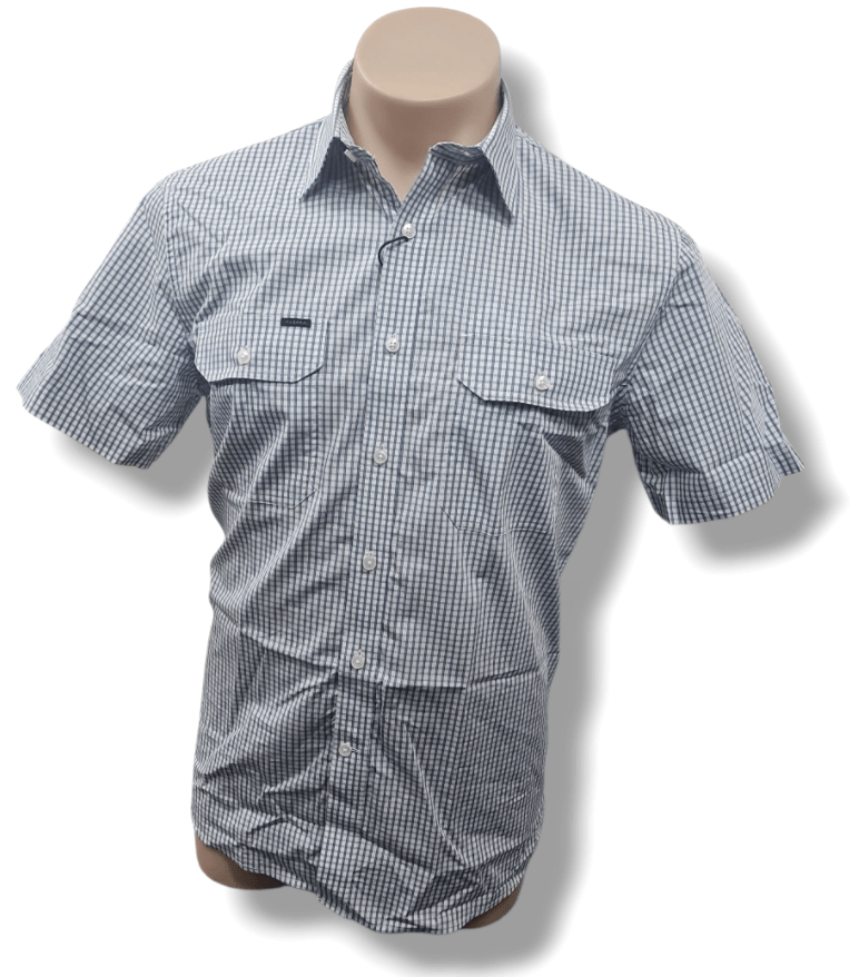 Load image into Gallery viewer, Pilbara Mens Check Dual Pocket Short Sleeve Shirt
