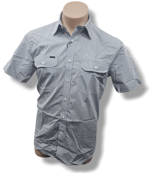 Pilbara Mens Check Dual Pocket Short Sleeve Shirt