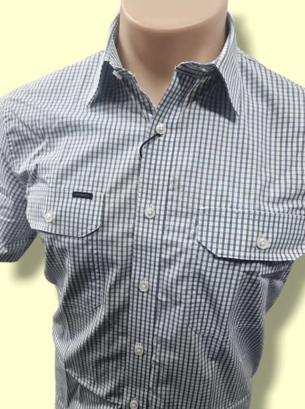 Load image into Gallery viewer, Pilbara Mens Check Dual Pocket Short Sleeve Shirt
