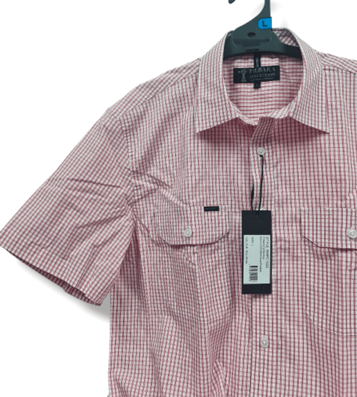 Load image into Gallery viewer, Pilbara Mens Check Dual Pocket Short Sleeve Shirt
