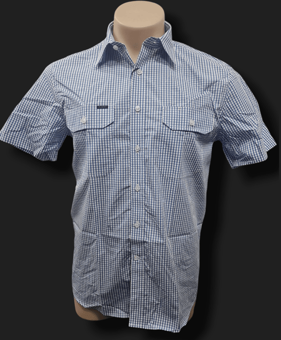 Pilbara Mens Check Dual Pocket Short Sleeve Shirt