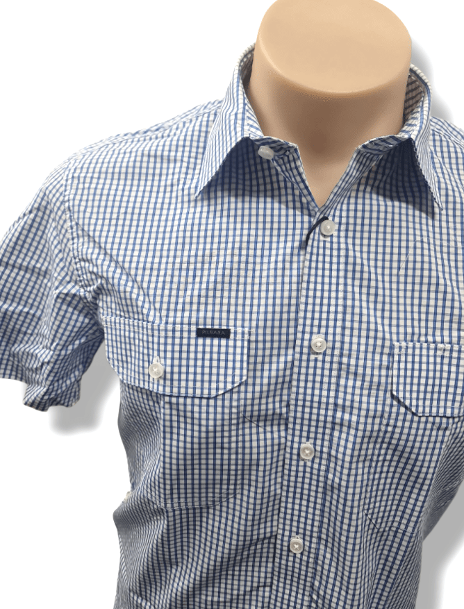 Load image into Gallery viewer, Pilbara Mens Check Dual Pocket Short Sleeve Shirt
