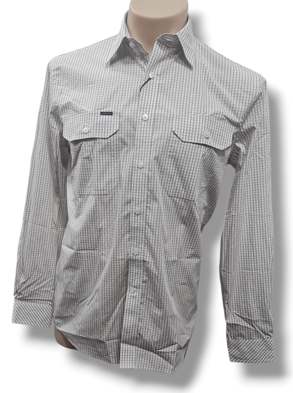 Load image into Gallery viewer, Pilbara Mens Check Dual Pocket Long Sleeve Shirt
