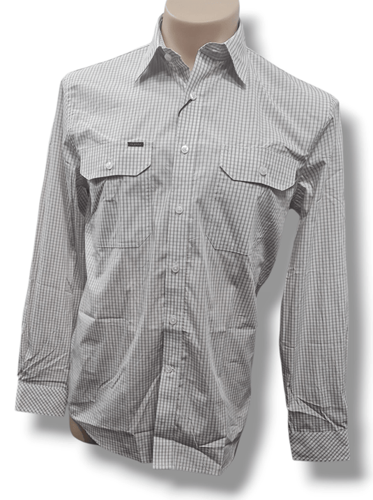 Pilbara Mens Check Dual Pocket Long Sleeve Shirt