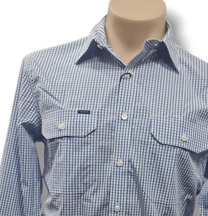 Load image into Gallery viewer, Pilbara Mens Check Dual Pocket Long Sleeve Shirt
