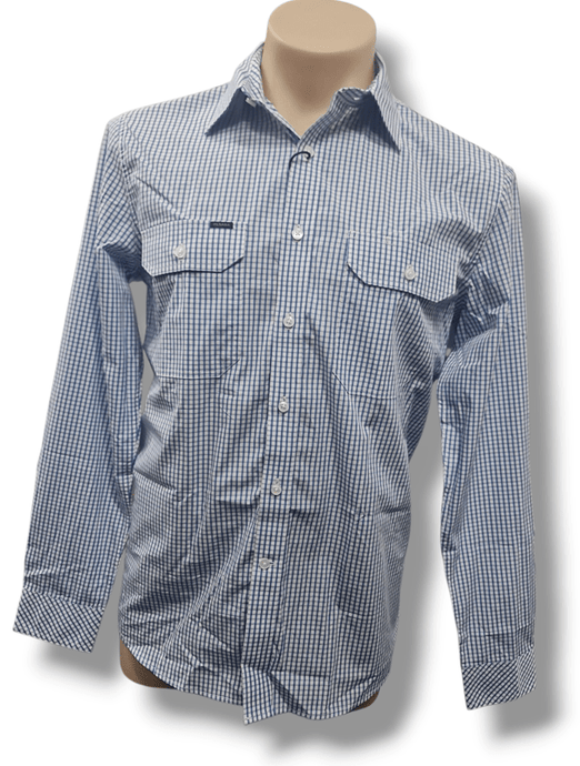 Pilbara Mens Check Dual Pocket Long Sleeve Shirt