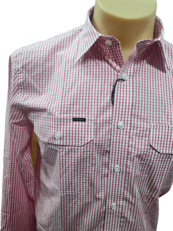 Load image into Gallery viewer, Pilbara Mens Check Dual Pocket Long Sleeve Shirt
