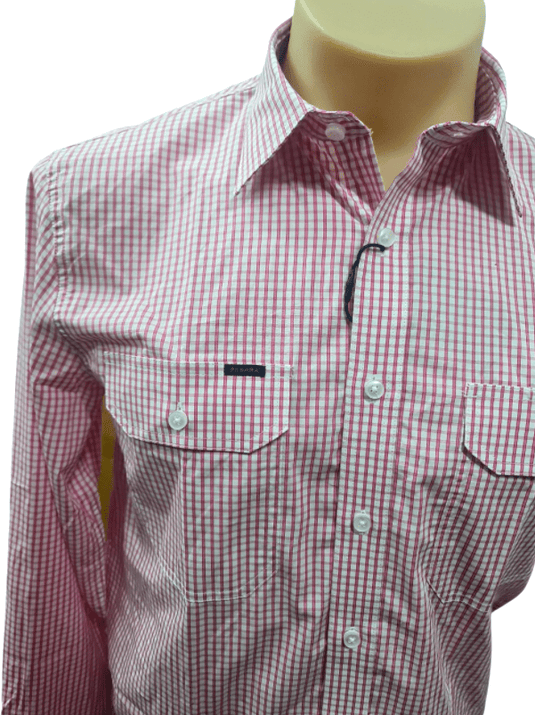 Pilbara Mens Check Dual Pocket Long Sleeve Shirt