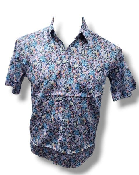 Cipollini Mens Swiss Cotton Short Sleeve Blue Shirt