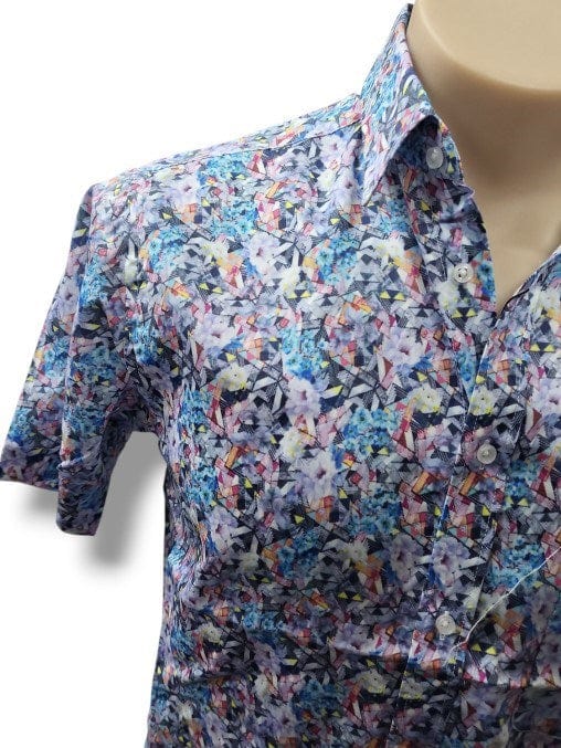 Cipollini Mens Swiss Cotton Short Sleeve Blue Shirt