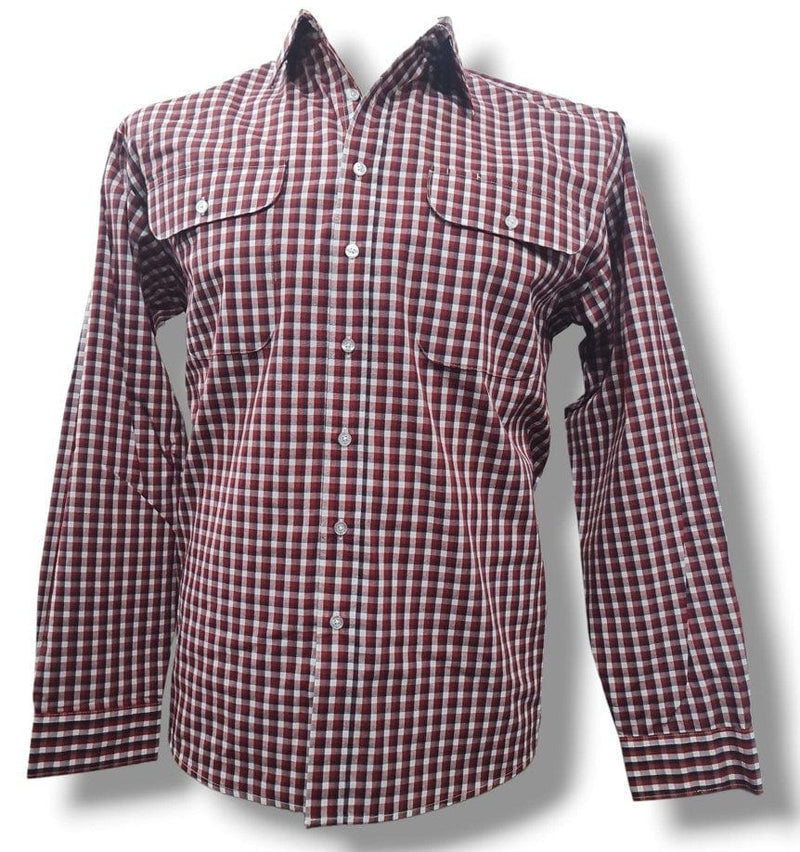 Load image into Gallery viewer, Bisley Mens Poly Cotton Long Sleeve Shirt -  Red Check
