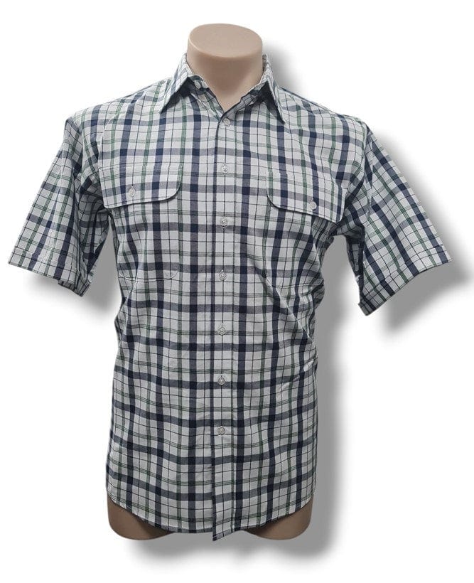 Load image into Gallery viewer, Bisley Mens Cotton Short Sleeve Shirt - Green Check
