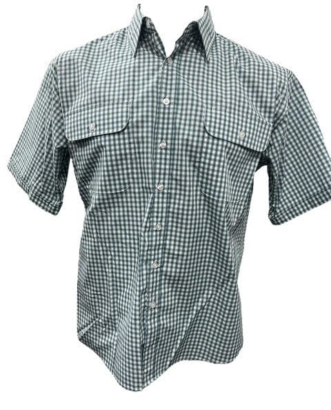 Load image into Gallery viewer, Bisley Mens Poly Cotton Short Sleeve Shirt - Dark Green Check
