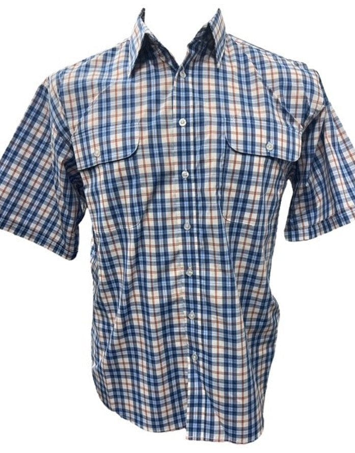 Load image into Gallery viewer, Bisley Mens Poly Cotton Short Sleeve Shirt - Orange Check
