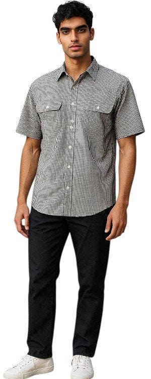 Bisley Mens Cotton Short Sleeve Shirt - Brown Check