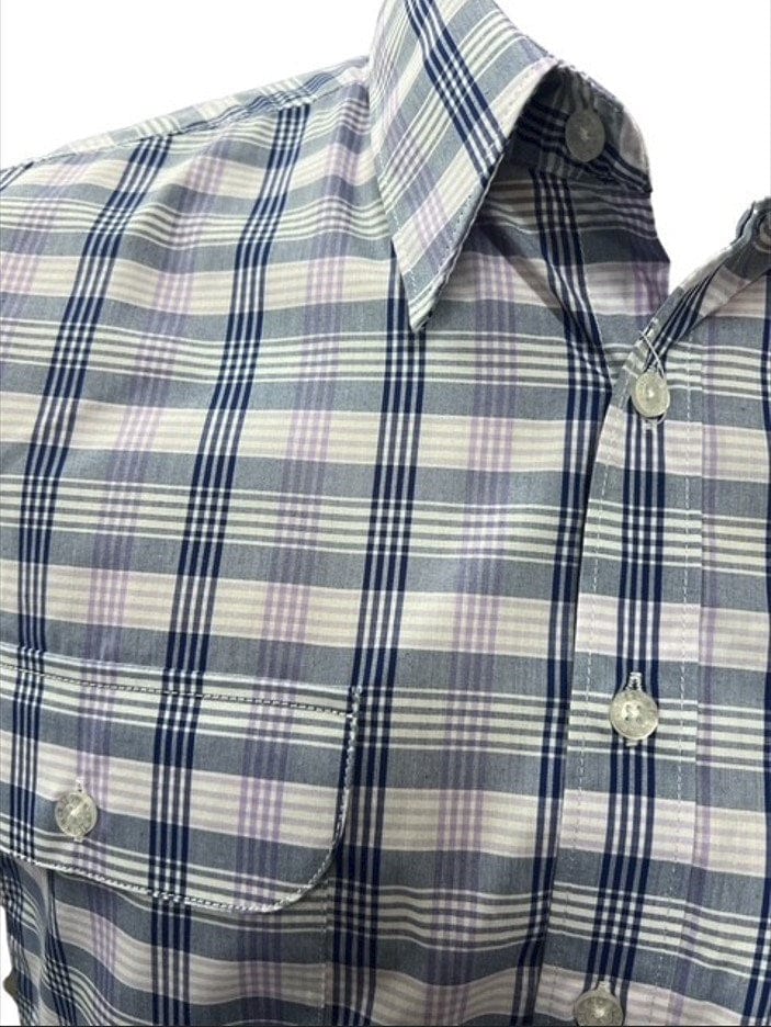Load image into Gallery viewer, Bisley Mens Poly Cotton Short Sleeve Shirt - Navy Check
