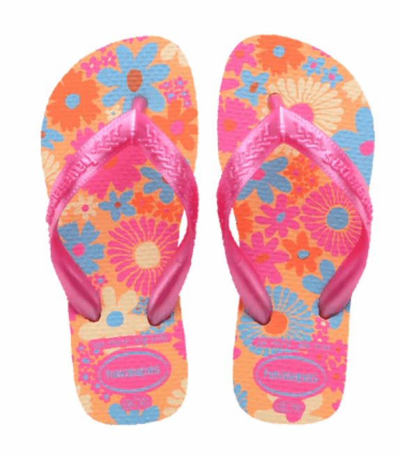 Load image into Gallery viewer, Havaianas Kids Top Flores Peach Flip Flops
