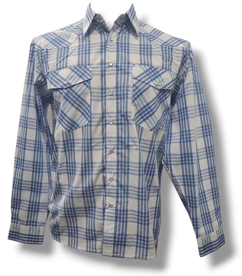 Load image into Gallery viewer, Bisley Mens Poly Cotton Long Sleeve Shirt - Dark Blue Check
