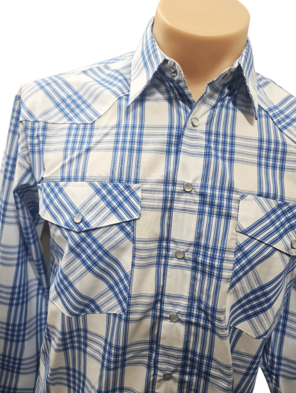 Load image into Gallery viewer, Bisley Mens Poly Cotton Long Sleeve Shirt - Dark Blue Check
