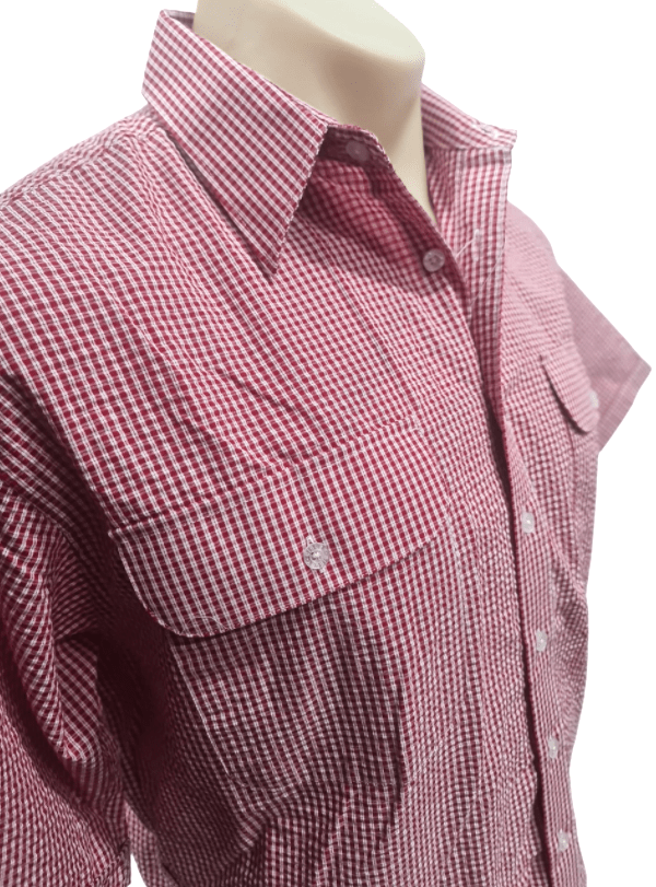 Load image into Gallery viewer, Bisley Mens Seersucker Short Sleeve Shirt - Red Check
