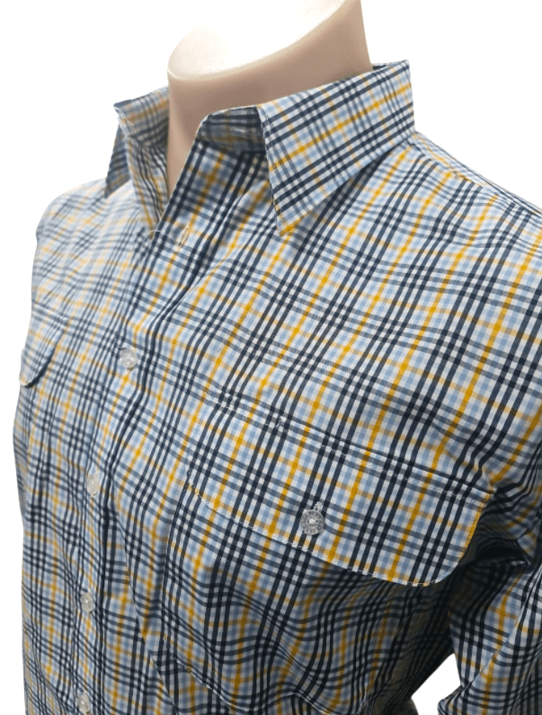 Load image into Gallery viewer, Bisley Mens Poly Cotton Long Sleeve Shirt - Yellow Check
