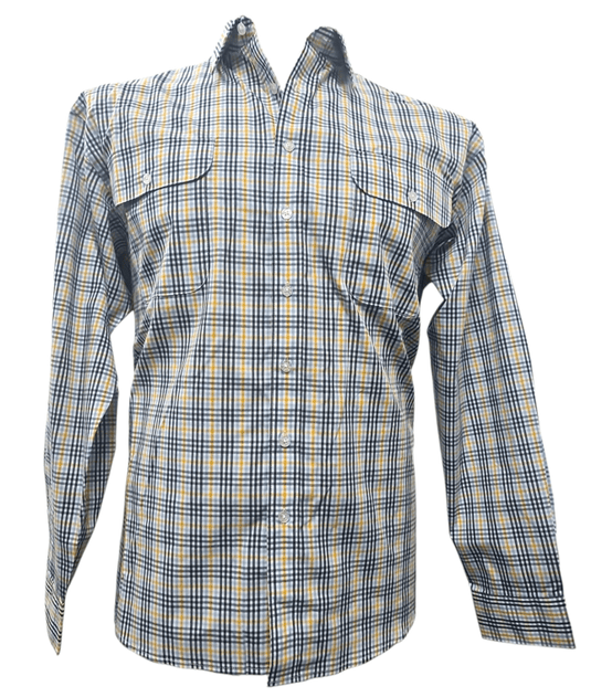 Bisley Mens Poly Cotton Long Sleeve Shirt - Yellow Check