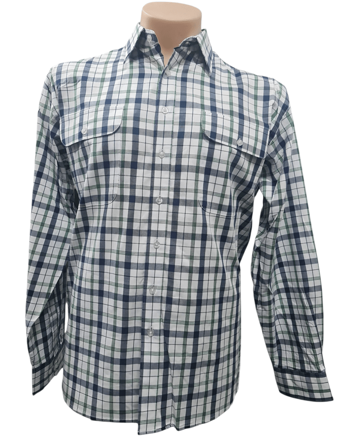 Load image into Gallery viewer, Bisley Mens Cotton Long Sleeve Shirt - Green Check
