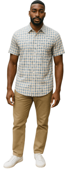 Bisley Mens Poly Cotton Short Sleeve Shirt - Yellow Check