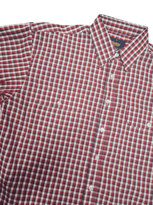 Bisley Mens Poly Cotton Short Sleeve Shirt - Red Check